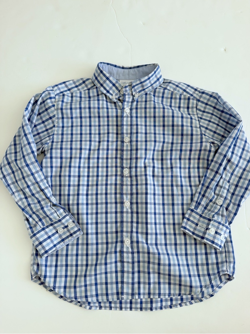 Little English Classic Blue Plaid Button-Down Shirt - Boys size 7